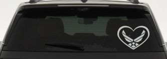 Air Force Inside Heart Military Car or Truck Window Vinyl Decal Sticker (Light Gray)