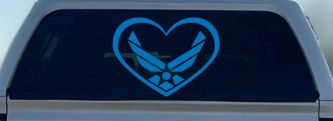 Air Force Inside Heart Military Car or Truck Window Vinyl Decal Sticker (Sky Blue)
