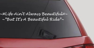 Life Ain't Always Beautiful But It's A Beautiful Ride Car or Truck Window Vinyl Decal Sticker