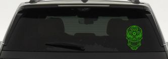 Tattoo Sugar Skull Swirl Skulls Car or Truck Window Decal Sticker (Lime)