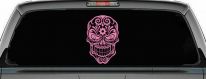 Tattoo Sugar Skull Swirl Skulls Car or Truck Window Decal Sticker (Pink)