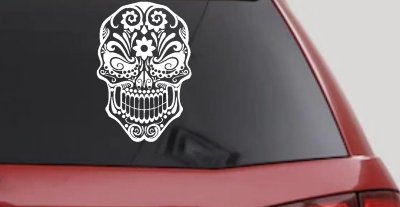 Tattoo Sugar Skull Swirl Skulls Car or Truck Window Vinyl Decal Sticker