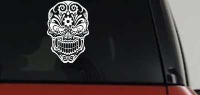 Tattoo Sugar Skull Swirl Skulls Car or Truck Window Vinyl Decal Sticker