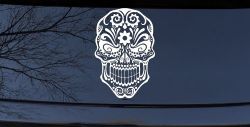 Tattoo Sugar Skull Swirl Skulls Car or Truck Window Decal Sticker