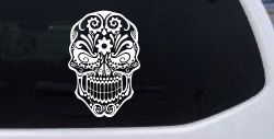 Tattoo Sugar Skull Swirl Skulls Car or Truck Window Decal Sticker