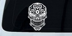 Tattoo Sugar Skull Swirl Skulls Car or Truck Window Decal Sticker