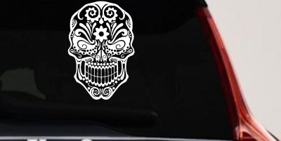 Tattoo Sugar Skull Swirl Skulls Car or Truck Window Vinyl Decal Sticker