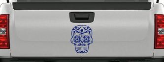 Tattoo Sugar Skull Nautical Star Skulls Car or Truck Window Decal Sticker (Navy)