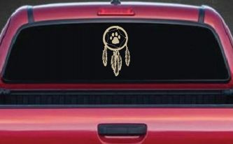 Dreamcatcher With Bear Claw Native American Indian Dream Catcher Car or Truck Window Decal Sticker (Desert Sand)