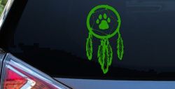 Dreamcatcher With Bear Claw Native American Indian Dream Catcher Car or Truck Window Decal Sticker (Lime)