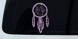 Dreamcatcher With Wolfs Head Native American Indian Dream Catcher Car or Truck Window Decal Sticker (Lilac)