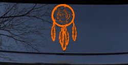 Dreamcatcher With Wolfs Head Native American Indian Dream Catcher Car or Truck Window Decal Sticker (Orange)