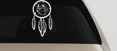 Dreamcatcher With Wolfs Head Native American Indian Dream Catcher Car or Truck Window Vinyl Decal Sticker