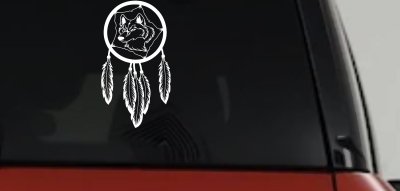 Dreamcatcher With Wolfs Head Native American Indian Dream Catcher Car or Truck Window Vinyl Decal Sticker