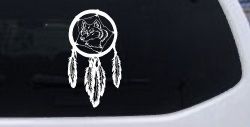 Dreamcatcher With Wolfs Head Native American Indian Dream Catcher Car or Truck Window Decal Sticker