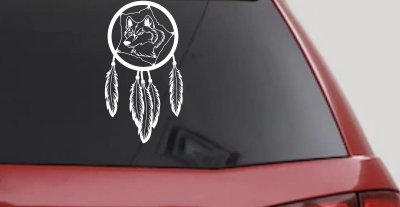 Dreamcatcher With Wolfs Head Native American Indian Dream Catcher Car or Truck Window Vinyl Decal Sticker