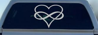 Infinity Symbol Around A Heart Car or Truck Window Decal Sticker (Light Gray)