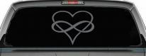 Infinity Symbol Around A Heart Car or Truck Window Decal Sticker (Silver)