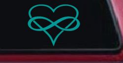 Infinity Symbol Around A Heart Car or Truck Window Decal Sticker (Turquoise)