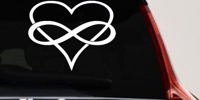 Infinity Symbol Around A Heart Car or Truck Window Vinyl Decal Sticker