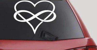 Infinity Symbol Around A Heart Car or Truck Window Vinyl Decal Sticker