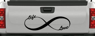 Infinity Symbol Life And Love Car or Truck Window Decal Sticker (Black)
