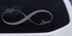 Infinity Symbol Life And Love Car or Truck Window Decal Sticker (Silver)