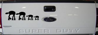 AT AT Stick Family Sci Fi Car or Truck Window Decal Sticker (Black)