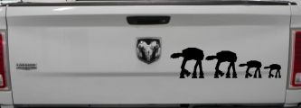 AT AT Stick Family Sci Fi Car or Truck Window Decal Sticker (Black)