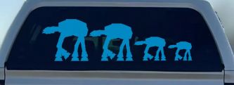 AT AT Stick Family Sci Fi Car or Truck Window Vinyl Decal Sticker (Blue)