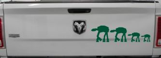 AT AT Stick Family Sci Fi Car or Truck Window Decal Sticker (Dark Green)