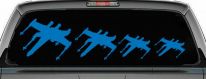 X Wing Stick Figure Family Sci Fi Car or Truck Window Decal Sticker (Sky Blue)
