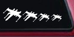 X Wing Stick Figure Family Sci Fi Car or Truck Window Decal Sticker