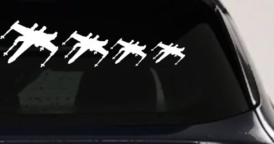 X Wing Stick Figure Family Sci Fi Car or Truck Window Vinyl Decal Sticker