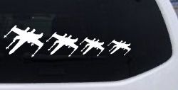 X Wing Stick Figure Family Sci Fi Car or Truck Window Decal Sticker