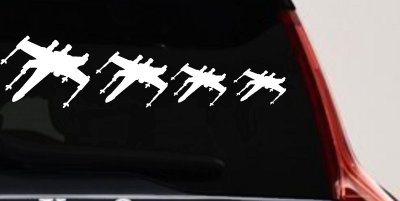 X Wing Stick Figure Family Sci Fi Car or Truck Window Vinyl Decal Sticker