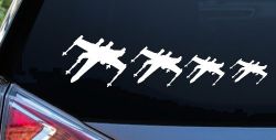 X Wing Stick Figure Family Sci Fi Car or Truck Window Decal Sticker