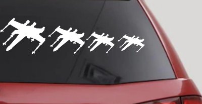X Wing Stick Figure Family Sci Fi Car or Truck Window Vinyl Decal Sticker