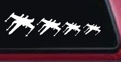 X Wing Stick Figure Family Sci Fi Car or Truck Window Decal Sticker