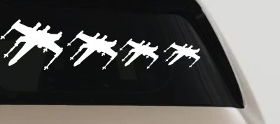 X Wing Stick Figure Family Sci Fi Car or Truck Window Vinyl Decal Sticker