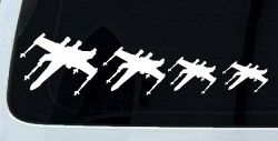 X Wing Stick Figure Family Sci Fi Car or Truck Window Decal Sticker