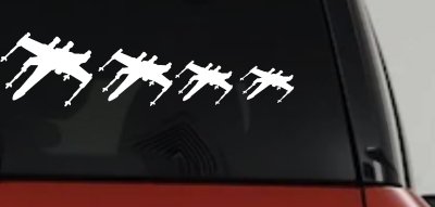 X Wing Stick Figure Family Sci Fi Car or Truck Window Vinyl Decal Sticker