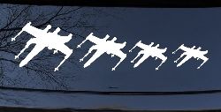 X Wing Stick Figure Family Sci Fi Car or Truck Window Decal Sticker