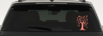 Swirl Tree With Birds Swirls Car or Truck Window Decal Sticker (Coral)