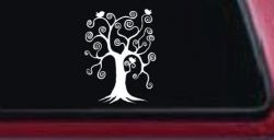 Swirl Tree With Birds Swirls Car or Truck Window Decal Sticker
