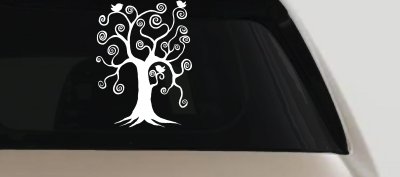 Swirl Tree With Birds Swirls Car or Truck Window Vinyl Decal Sticker