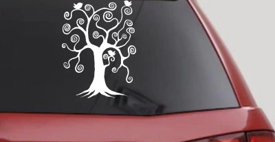 Swirl Tree With Birds Swirls Car or Truck Window Vinyl Decal Sticker