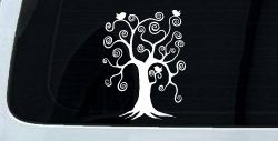 Swirl Tree With Birds Swirls Car or Truck Window Decal Sticker
