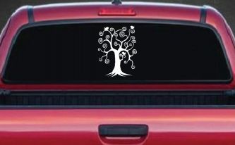 Swirl Tree With Birds Swirls Car or Truck Window Decal Sticker
