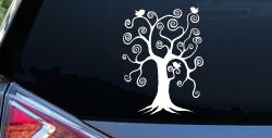Swirl Tree With Birds Swirls Car or Truck Window Decal Sticker